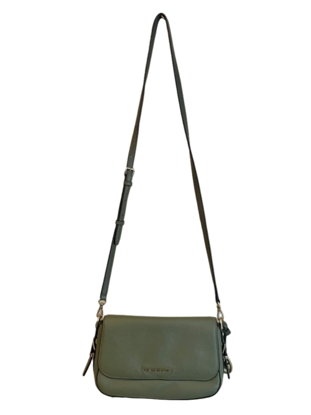 Michael Kors Olive Green Pebbled Leather Crossbody Bag Wallet Set Gold - Picture 2 of 8